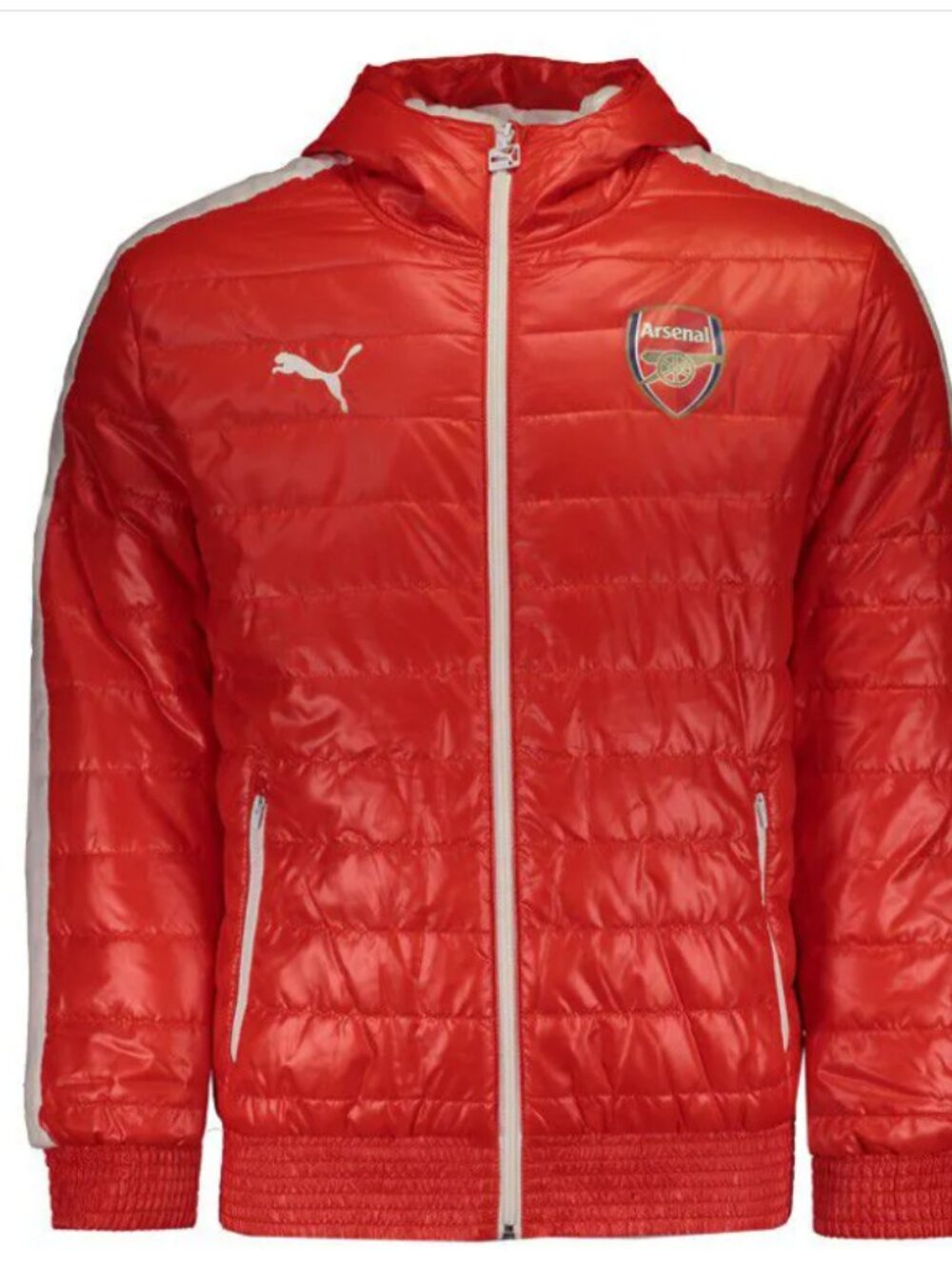 Puma Arsenal FC Red & White Quilted Puffy Padded Winter Jacket Size Small
